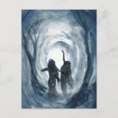 Moon Goddess feiern Sternenwald Blaue Wasserfarbe Postkarte (Vorderseite)
