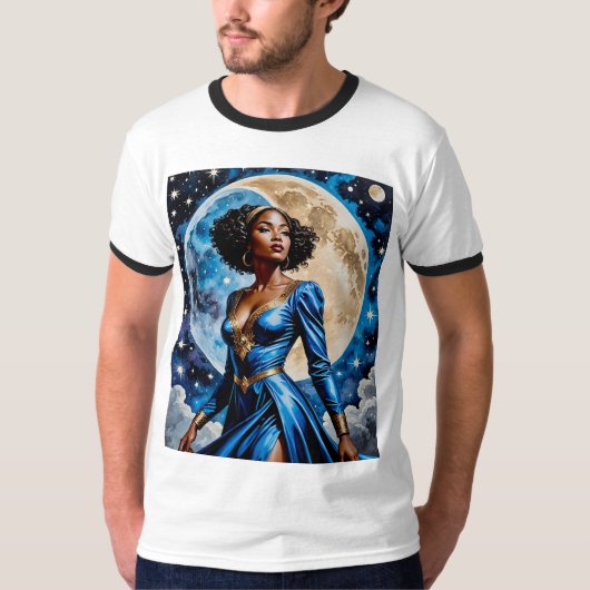 Moon Goddess in Blue Magic TShirt Design (Vorderseite)