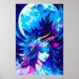 Moon Goddess japanische Fantasie Poster