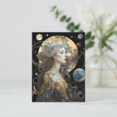 Moon Goddess Queen Fantasy Art Postcard Postkarte (Stehend Vorderseite)