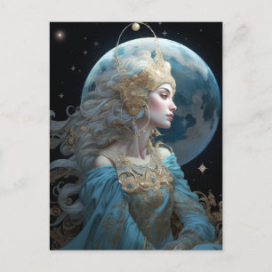 Moon Goddess Queen Fantasy Art Postcard Postkarte