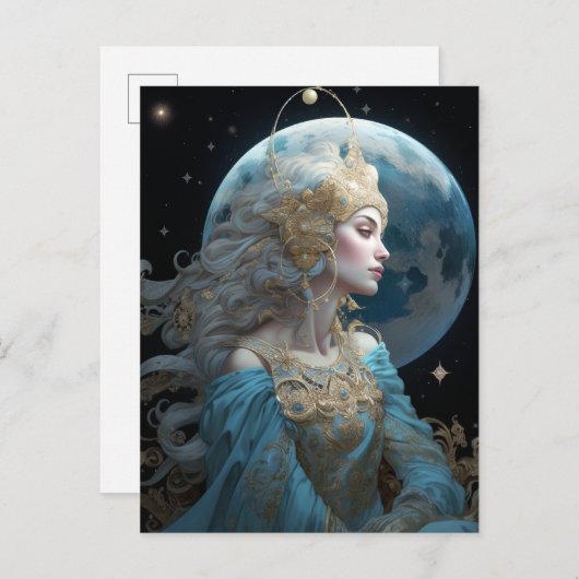 Moon Goddess Queen Fantasy Art Postcard Postkarte (Vorne/Hinten)