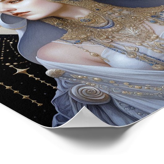 Moon Goddess Queen Fantasy Art Poster (Ecke)