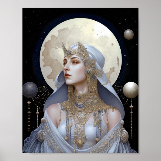 Moon Goddess Queen Fantasy Art Poster (Vorne)