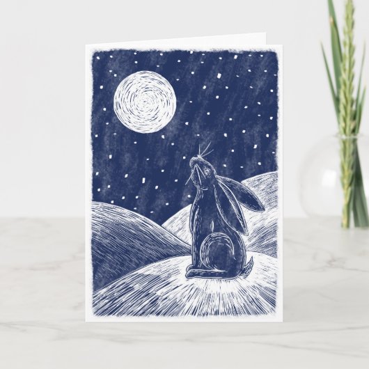 Moon Hare im Schnee Karte (Vorderseite)