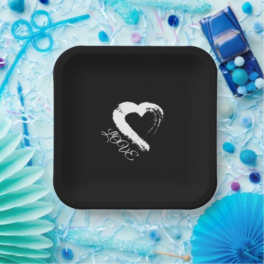 Moon Heart Paper Plate Pappteller (Party)