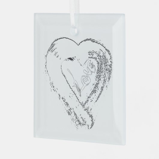 Moon Hearts Liebe Glasdekoration Ornament Aus Glas (Vorderseite links)