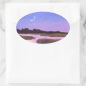 Moon & Heron Ovaler Aufkleber (Tasche)