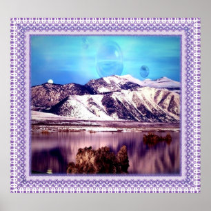 Moon hinter den Montains Poster