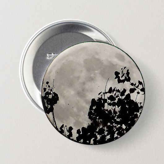 Moon hinter dunklen Blätter Button (Vorne & Hinten)