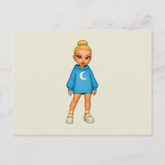 Moon Hoodie Fashion Doll Postcard Postkarte