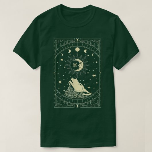 Moon Howling Wolf - Gothic Hexenkokkult T-Shirt (Design vorne)