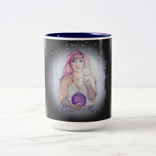 Moon in einer Flasche Hexe Wiccan Pagan Zweifarbige Tasse (Mittel)