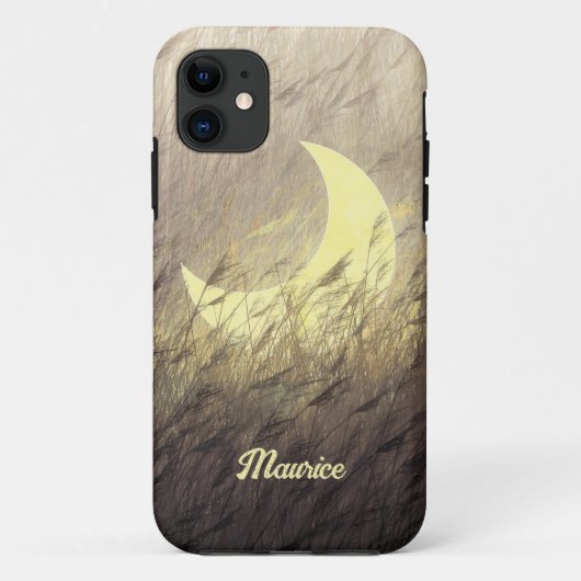 Moon in Grass iPhone Custom Cover Case (Rückseite)