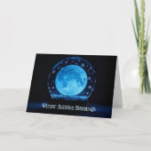 Moon in Snow Crystal Ball Mystical Winter Solstice Karte (Vorderseite)