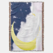 Moon In Soft Clouds Throw Blanket Decke (Vorderseite Vertikal)