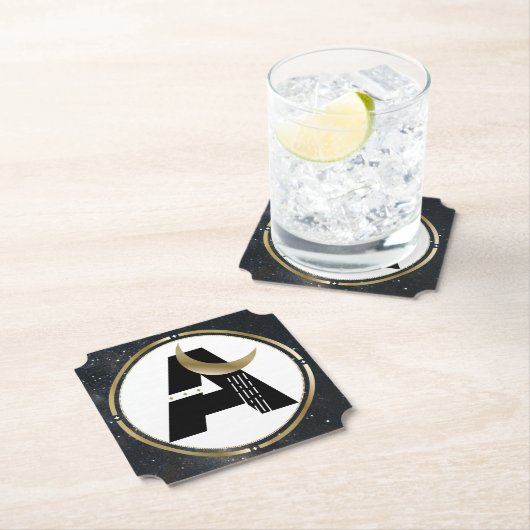 Moon Initial A in Starry Sky Paper Party Untersetz Untersetzer (Vor Ort)