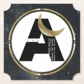 Moon Initial A in Starry Sky Paper Party Untersetz Untersetzer (Vorderseite)