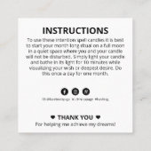 Moon Intention Candle Zauber Quadratische Visitenkarte (Rückseite)