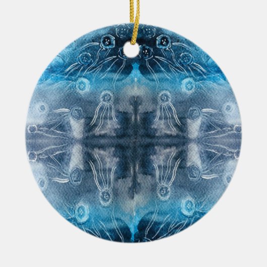 Moon jellyfish batik print keramik ornament (Vorne)