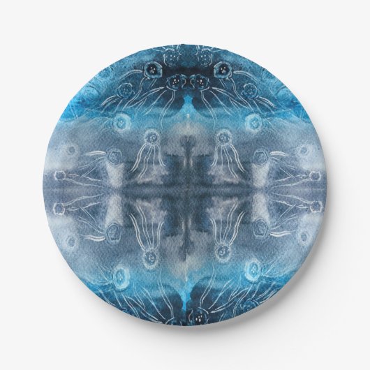 Moon jellyfish batik print pappteller (Vorderseite)