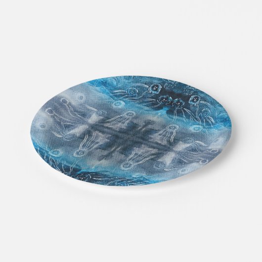 Moon jellyfish batik print pappteller (Schrägansicht)