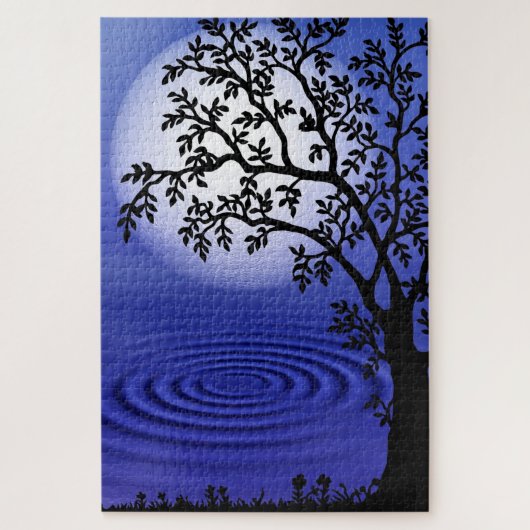 Moon Jigsaw Puzzle Lake Tree (Vertikal)