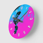 Moon Jumping - Skateboarder Round Clock Runde Wanduhr (Winkel)
