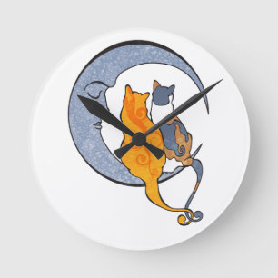 Moon Kats Runde Wanduhr