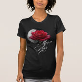 Moon Kiss Rose & Full Moon Romantic Art T-Shirt (Vorderseite)