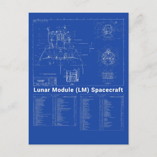 Moon Lander Lunar Module (LM) Blueprint Postkarte (Vorderseite)