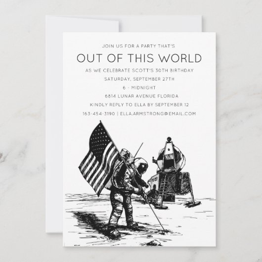 Moon Landing personalisiert Einladung (Vorderseite)