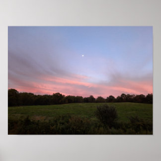 Moon Landscape Bright Clouds Fotofeld Poster
