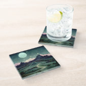 Moon Landscape Fantasy Glasuntersetzer (Schrägansicht)