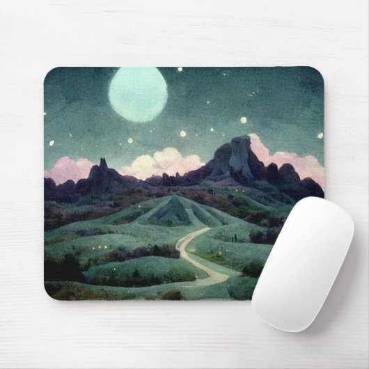 Moon Landscape Fantasy Mousepad (Mit Mouse)