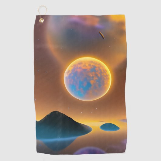 Moon Landschaftskunst Golfhandtuch (Vorderseite)