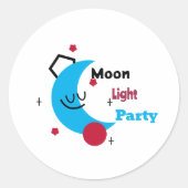 Moon Light Party Runder Aufkleber (Vorderseite)