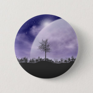 Moon Light Stars Sky Trees Whimsical personalisier Button