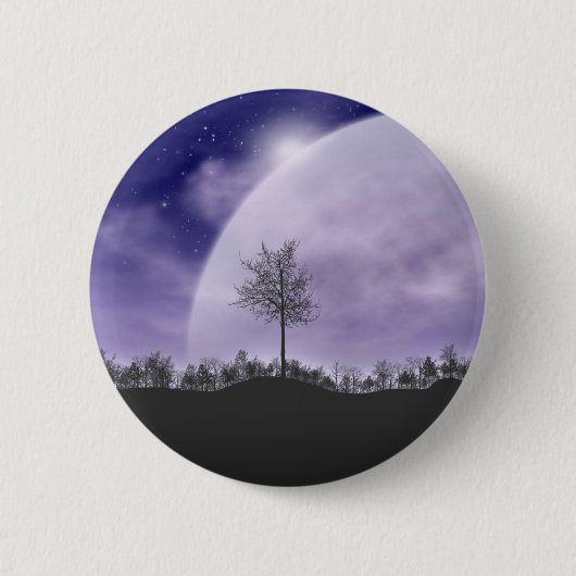 Moon Light Stars Sky Trees Whimsical personalisier Button (Vorderseite)