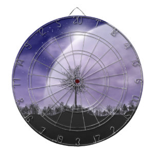 Moon Light Stars Sky Trees Whimsical personalisier Dartscheibe