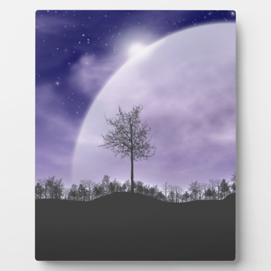 Moon Light Stars Sky Trees Whimsical personalisier Fotoplatte (Vorderseite)