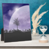 Moon Light Stars Sky Trees Whimsical personalisier Fotoplatte (Seite)