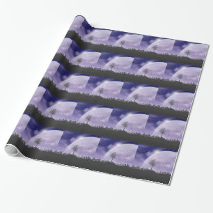 Moon Light Stars Sky Trees Whimsical personalisier Geschenkpapier