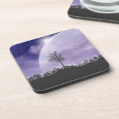 Moon Light Stars Sky Trees Whimsical personalisier Untersetzer (Linke Seite)