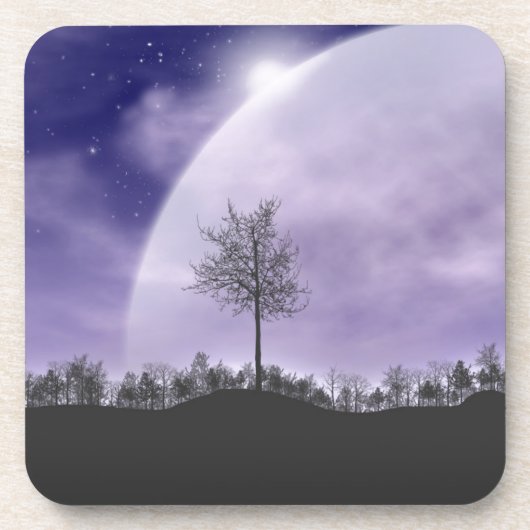 Moon Light Stars Sky Trees Whimsical personalisier Untersetzer (Vorderseite)