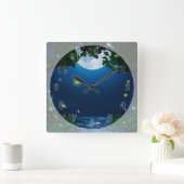 Moon-Lit Water Quadratische Wanduhr (Zuhause)