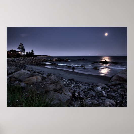 Moon Lit White Point Beach Fine Art Print Poster (Vorne)