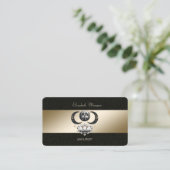 Moon Lotus Gold Black Yoga Studio Business Card Visitenkarte (Stehend Vorderseite)