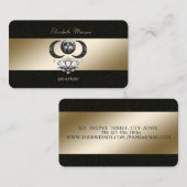 Moon Lotus Gold Black Yoga Studio Business Card Visitenkarte (Vorne/Hinten)