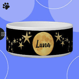 Moon Luna Gold Stars Personalisiert Napf